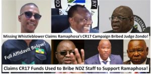 Affidavit by Missing Whistleblower Claims Ramaphosa's CR17 Campaign Gave Judge Zondo R5 Million Cash in a Bag!