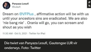 FF+ Election Manifesto Calls for Scrapping of BBBEE - PaNazi Lesufi Replies that BEE will stay "until the sins of white ancestors are wiped out"!